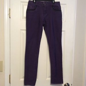 SO Her! purple sparkle purple adjustable waist skinny jeans girl’s size 16